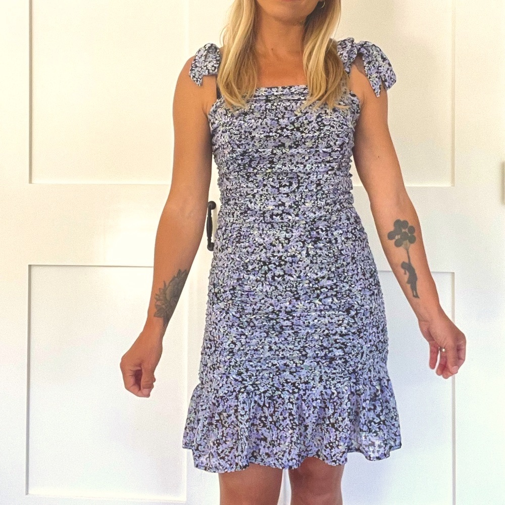 She + Sky from VICI - Kayla Floral Tie Strap Ruched Mini Dress XS Extra Small
